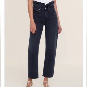 AGOLDE Lettuce Waistband Reworked High Rise Fitted 90s Wide Leg Jeans (27)